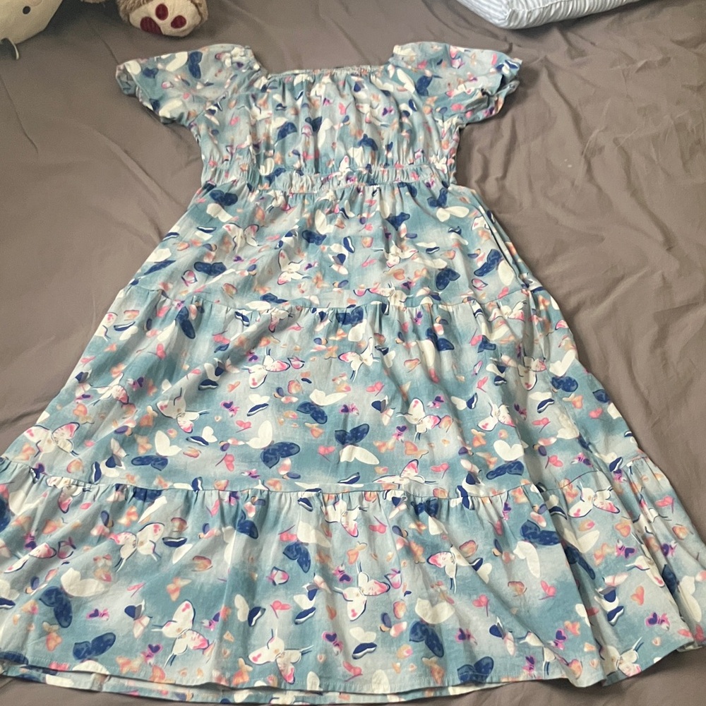 Cotton Midi Dress - Butterflies